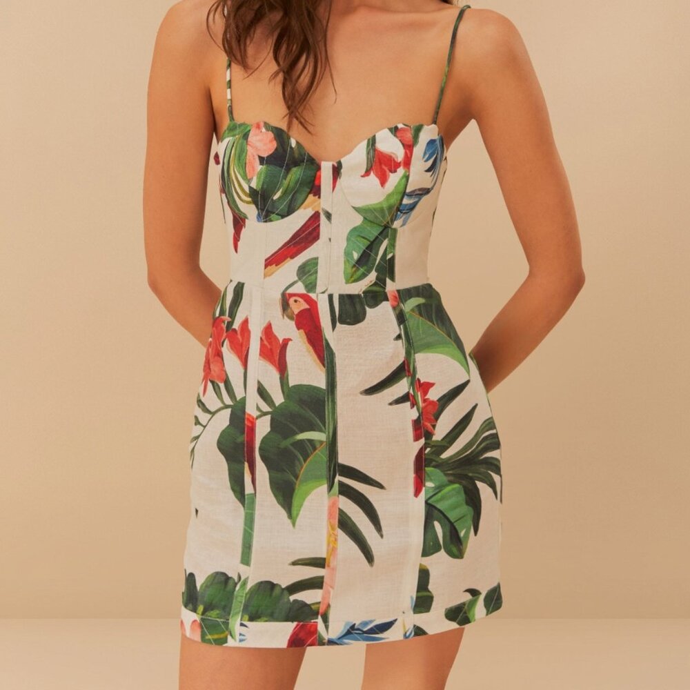 FARM Rio Tropical Print Dress - Green and Red